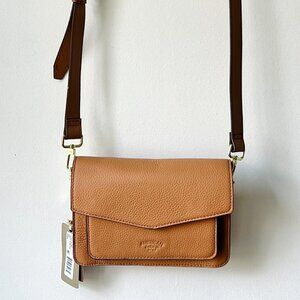 American Leather Co. accordian pebble leather crossbody in Nutmeg NWT